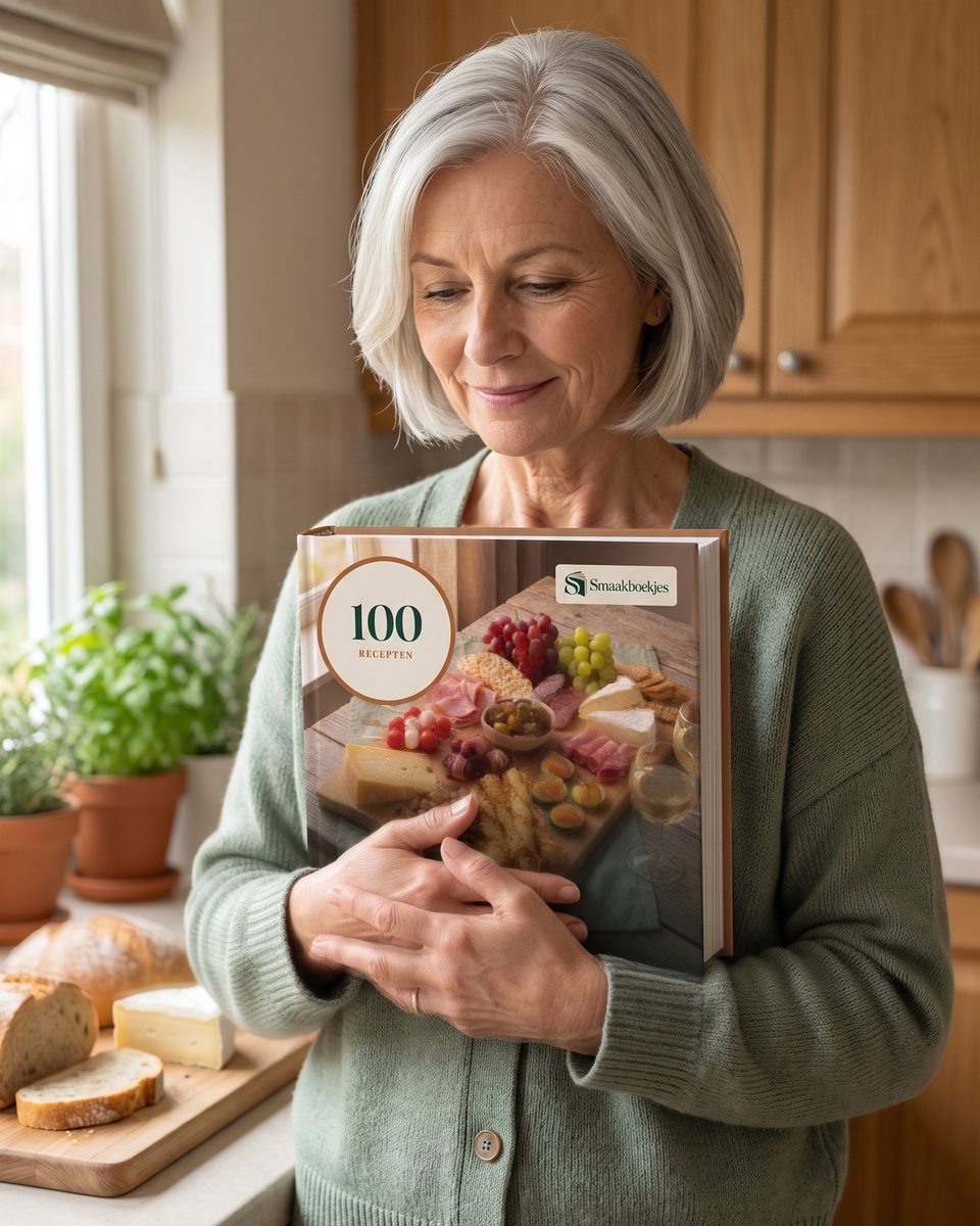 Het boek 100 Borrelhapjes voor op de plank in gebruik