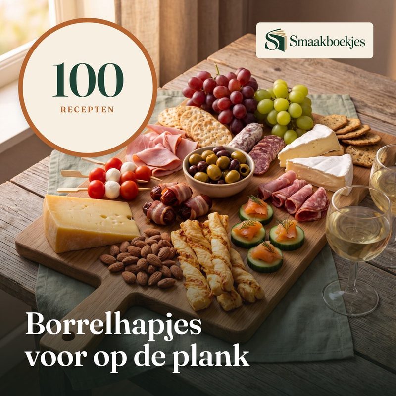 De omslag van 100 Borrelhapjes voor op de plank