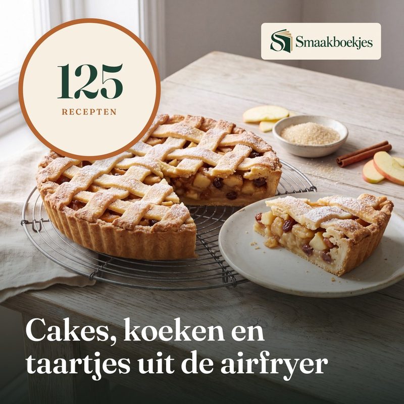 De omslag van 125 Cakes, koeken en taartjes uit de airfryer