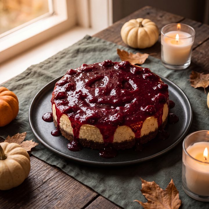 Bloedrode kersencheesecake