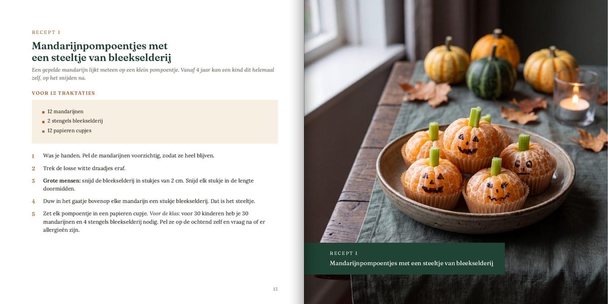 Twee bladzijden uit het boek: een recept met de foto ernaast