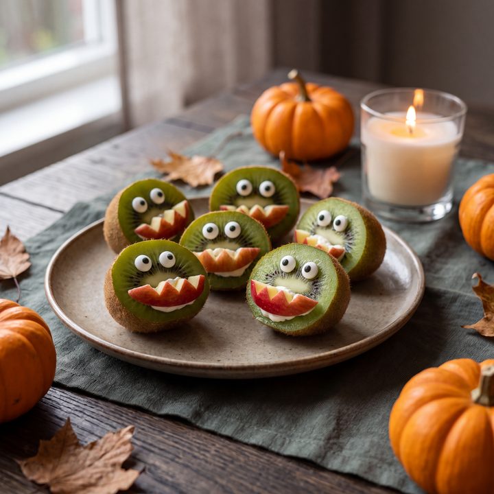 Kiwi-monstertjes met een appelmond
