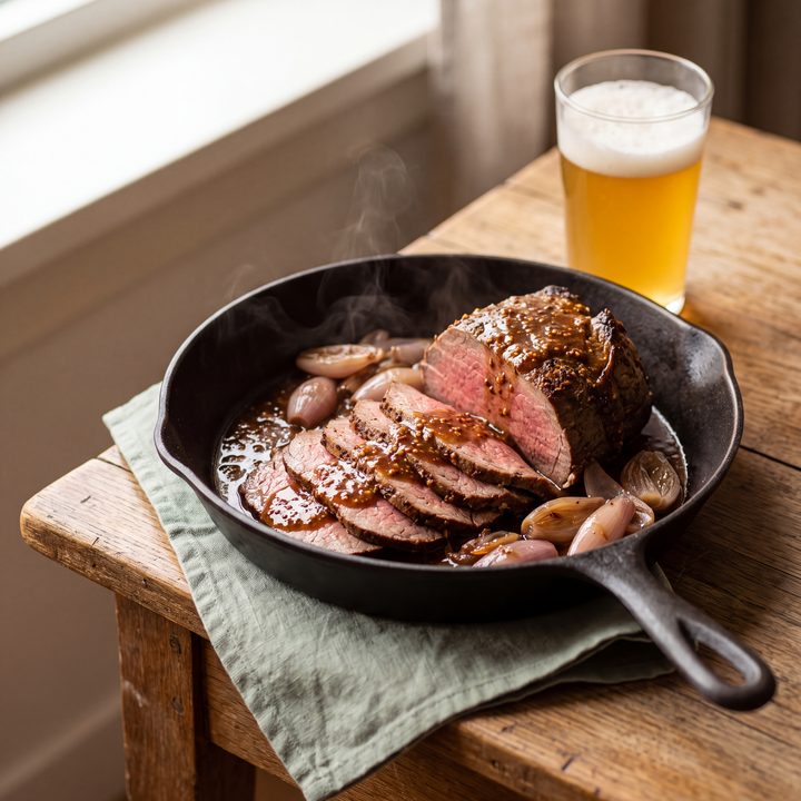 Braadstuk met bier en mosterd