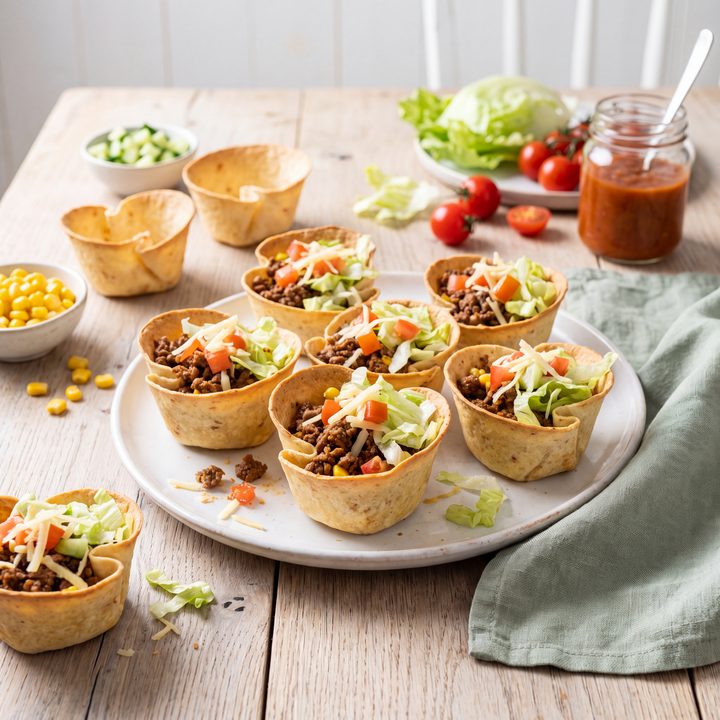 Tacobakjes met gehakt en sla