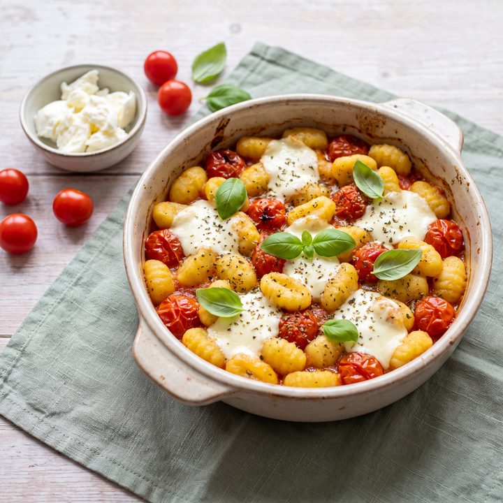 Gnocchi uit de oven met tomaat en mozzarella