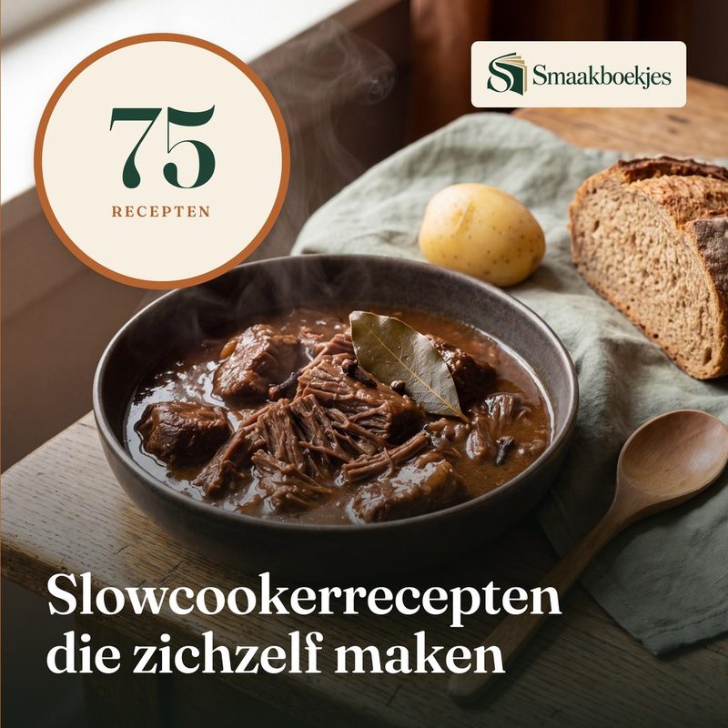 De omslag van 75 Slowcookerrecepten die zichzelf maken