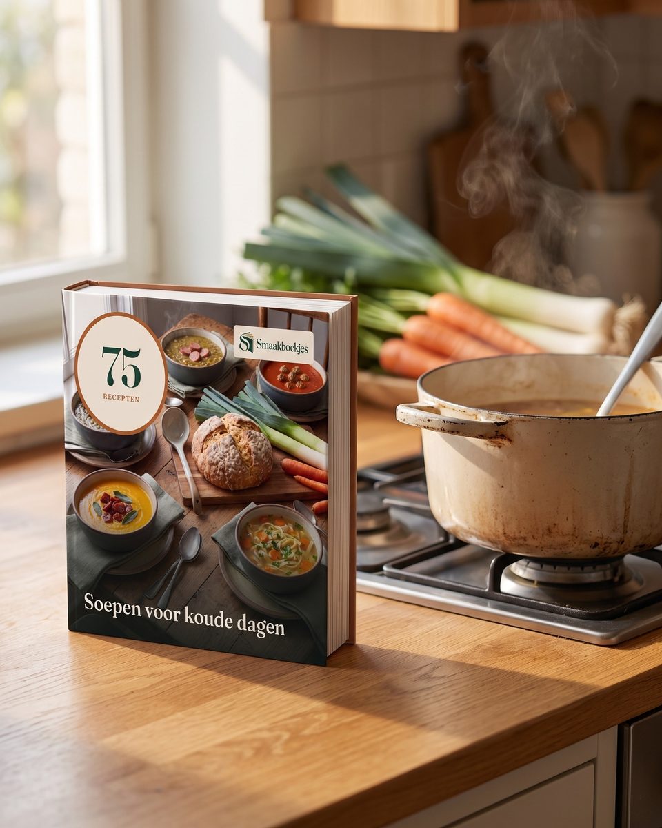 Het boek 75 Soepen voor koude dagen in gebruik