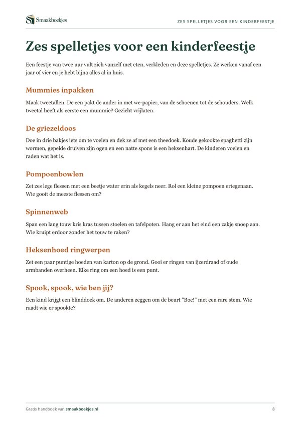 Zes spelletjes voor kinderen