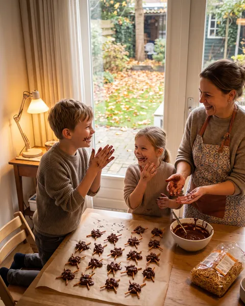 Chocoladespinnen met krokante noedels
