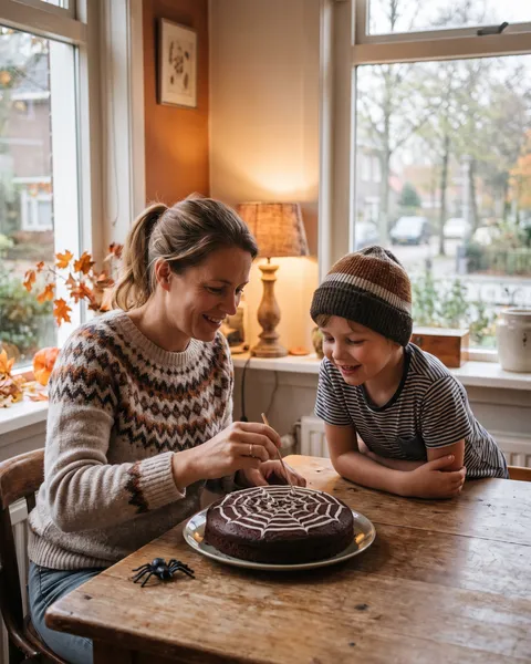 Spinnenwebtaart van chocolade