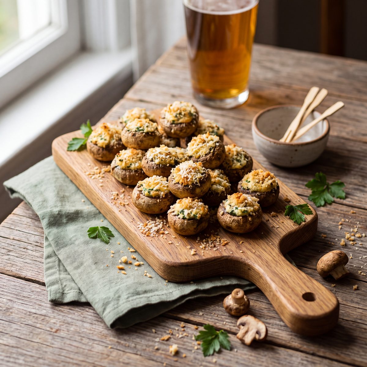 Gevulde champignons met kruidenkaas