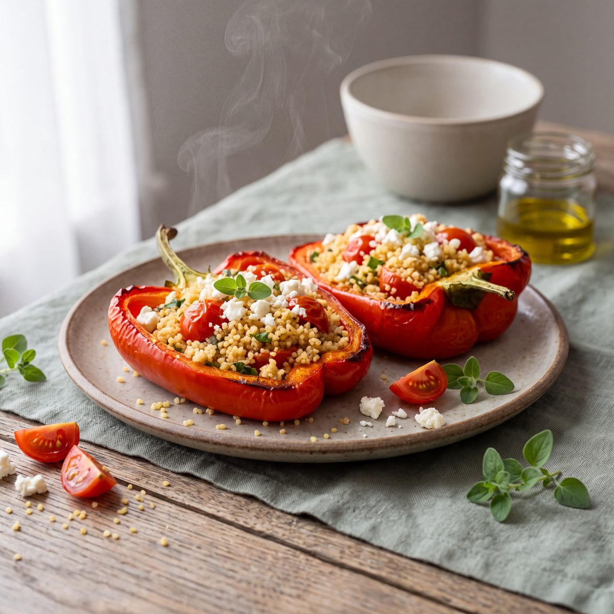 Gevulde paprika met couscous en feta
