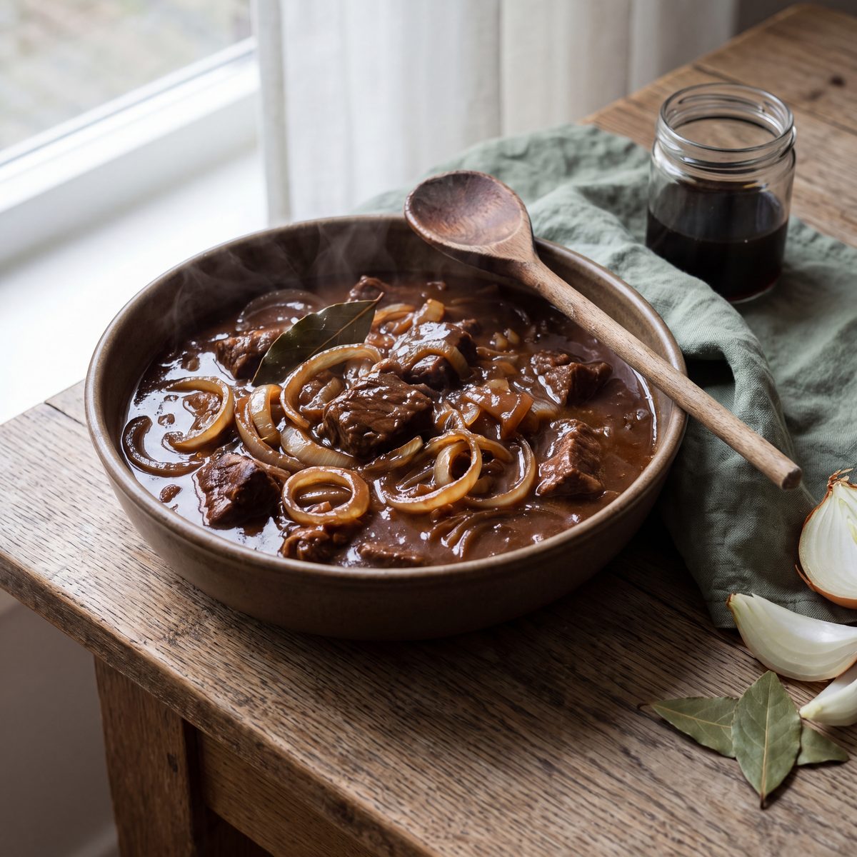 Hachee met uien en appelstroop