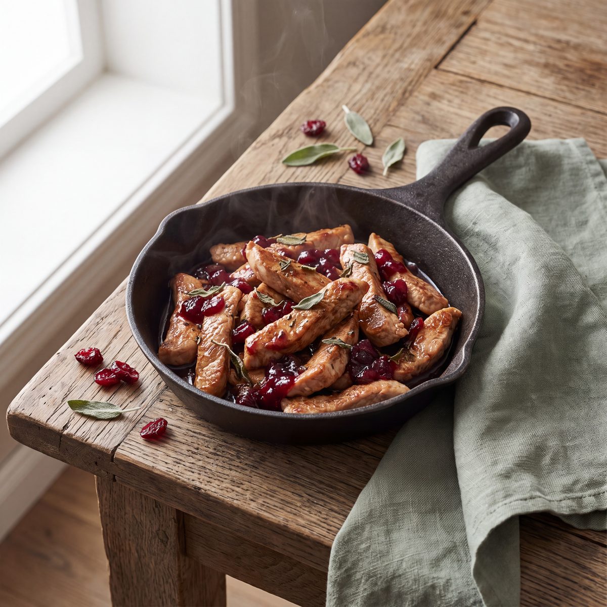 Kalkoenreepjes met cranberry