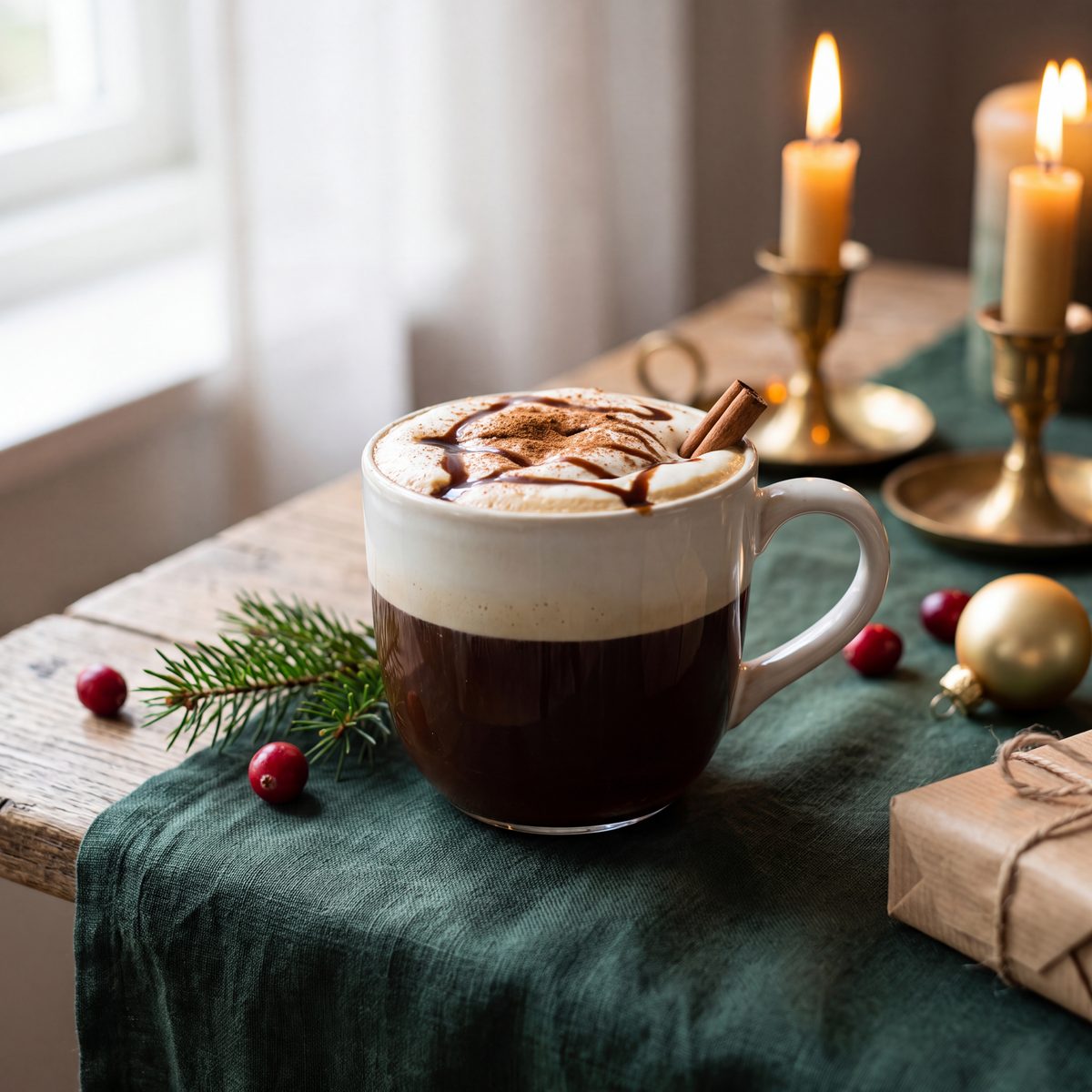Koffie met kaneel en karamel