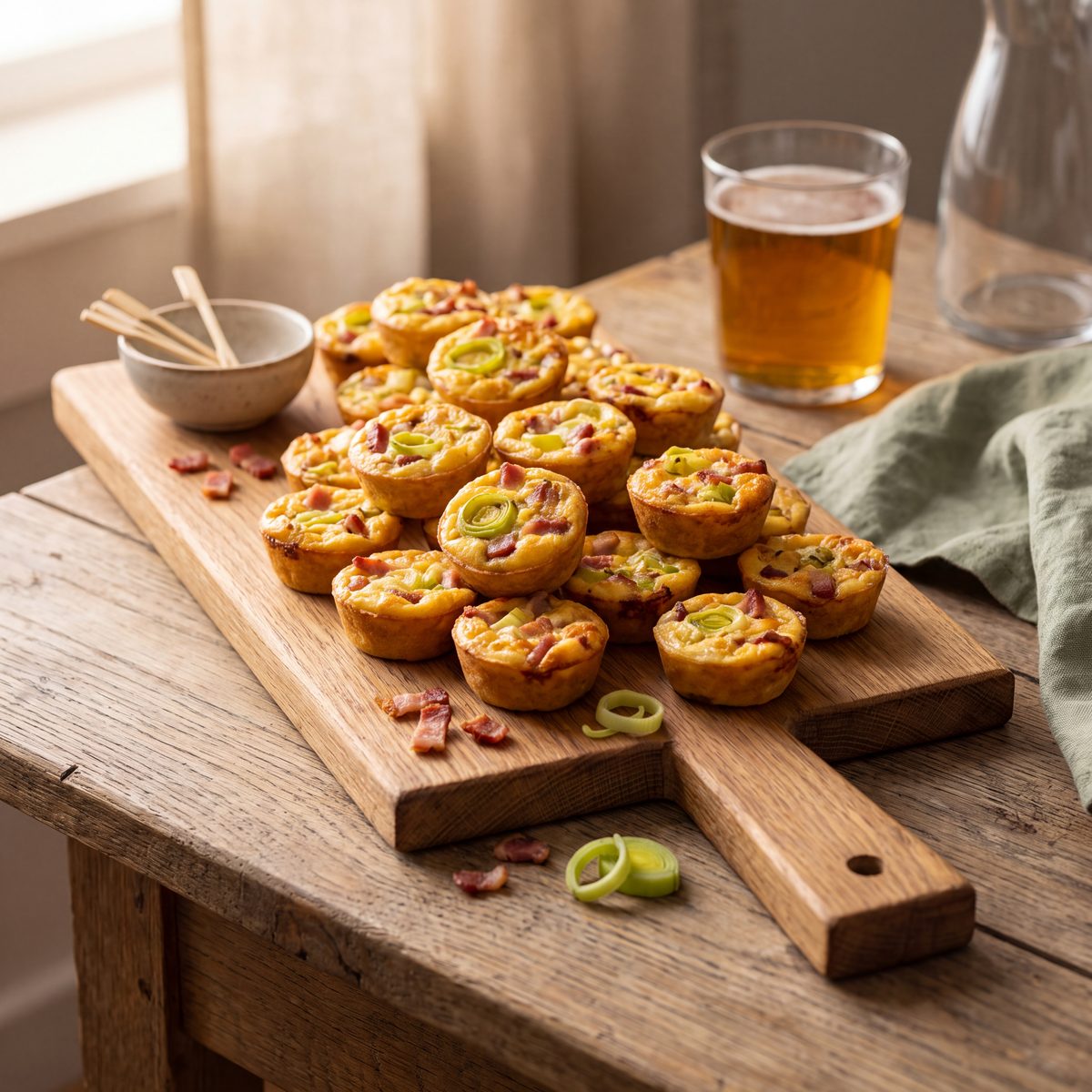 Mini-quiches met spek en prei